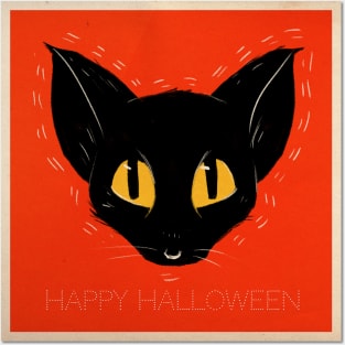 Black Cat Halloween print Posters and Art